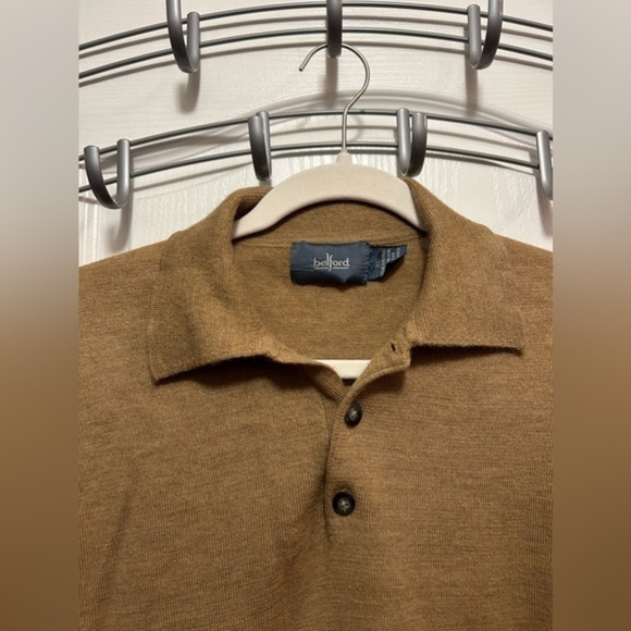 Vintage Belford classic 100% extra fine Merino Wool sweater men’s XL camel brown - Picture 3 of 16